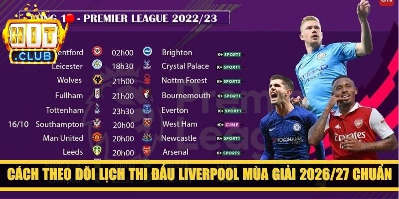 Cách theo dõi lịch thi đấu liverpool mùa giải 2026/27 chuẩn